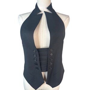 BCBGMAXAZRIA Black Halter Vest Medium Wool Blend Dry Clean Only